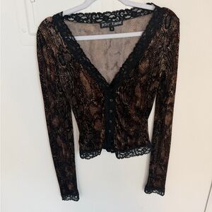 Betsey Johnson Black Lace Trim Top